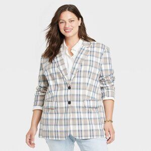 Women's Plus Size Blazer Jacket - Ava & Viv Cream X, Ivory